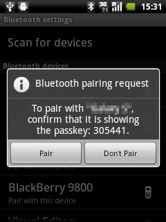Press Pair to accept the connection.The file is sent.