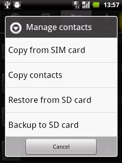 Press Copy from SIM card.