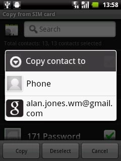 Press the required address book, if required.