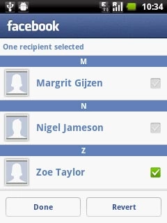 When the box next to the recipient is ticked (V), the recipient is selected.