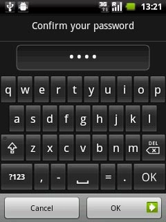 Key in the phone lock code again and press OK.