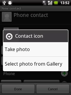 To select a saved picture:Press Select photo from Gallery.
