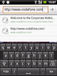 Key in the address of the required web page and press arrow right.