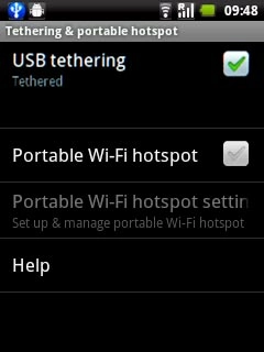 When the box next to the menu item is ticked (V), the function is turned on.An internet connection from your computer via your phone is automatically established.When the connection is established, you can access the internet from your computer.