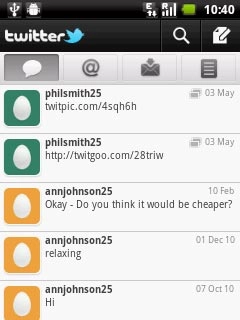 Press the tweets icon (a speech bubble).