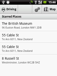 Your favourite locations are displayed.Press the required destination.