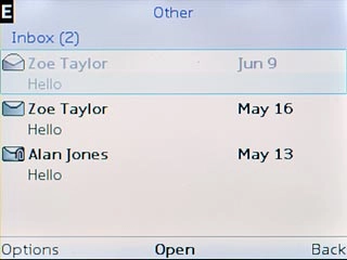 Highlight the required email message and press the Navigation key.