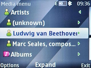 Go to the required category or playlist.Highlight the required audio file or the required playlist and press the Navigation key.