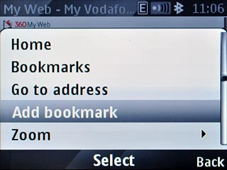 Scroll to Add bookmark and press the Navigation key.