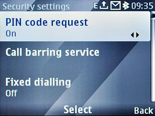 Scroll to PIN code request and press the Navigation key.