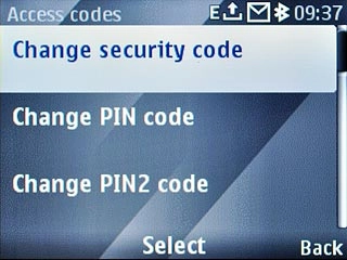 Scroll to Change security code and press the Navigation key.