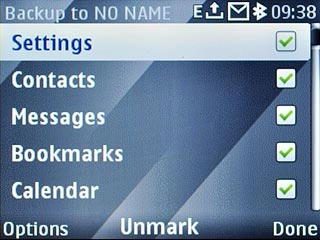Highlight the required data type and press the Navigation key to select the data type.