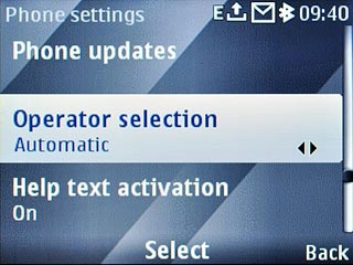 Scroll to Operator selection and press the Navigation key.