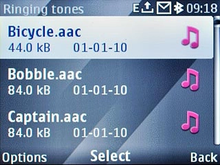 Highlight the required ring tone and wait a moment to hear it.