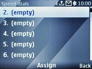 Highlight the required speed dialling key and press the Navigation key.