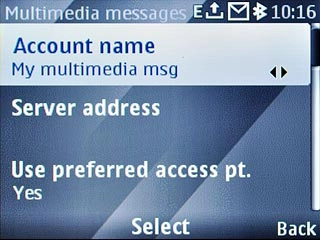 Scroll to Account name and press the Navigation key.