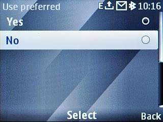 Scroll to No and press the Navigation key.