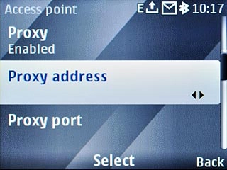 Scroll to Proxy address and press the Navigation key.