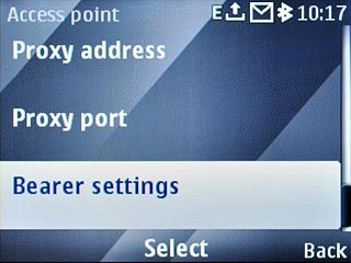 Scroll to Bearer settings and press the Navigation key.