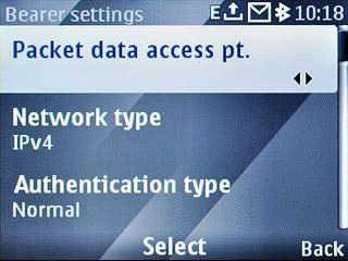 Scroll to Packet data access pt. and press the Navigation key.