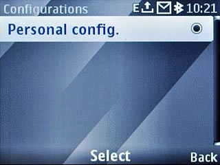 Scroll to Personal config. and press the Navigation key.