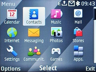 Scroll to Contacts and press the Navigation key.