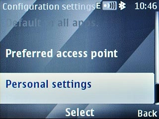 Scroll to Personal settings and press the Navigation key.