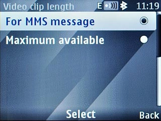 Highlight For MMS message or Maximum available and press the Navigation key.