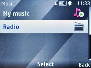 Scroll to Radio and press the Navigation key.