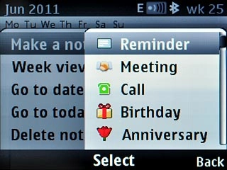 Highlight the required appointment type and press the Navigation key.Key in a subject for the appointment.Follow the instructions on the display to key in further information.