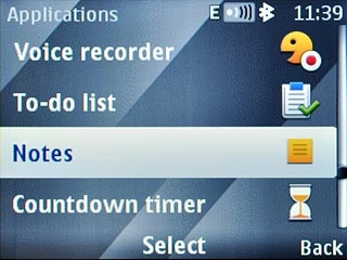 Scroll to Notes and press the Navigation key.