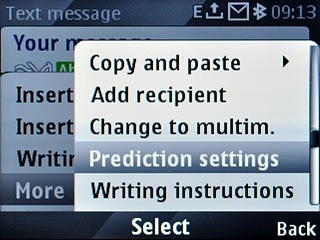 Scroll to Prediction settings and press the Navigation key.