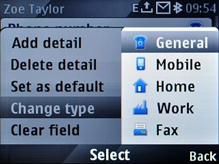 Highlight the required number type and press the Navigation key.
