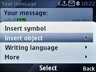 Scroll to Insert object and press the Navigation key.