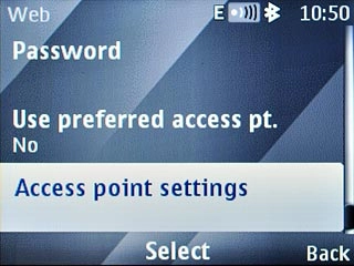 Scroll to Access point settings and press the Navigation key.