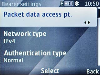 Scroll to Packet data access pt. and press the Navigation key.