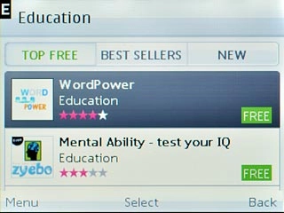 Highlight the required application and press the Navigation key.