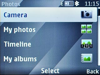 Scroll to Camera and press the Navigation key.
