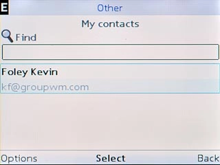 Highlight the required contact and press the Navigation key.Write subject and text for your email message.