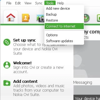 Select Connect to internet.