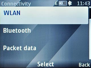 Scroll to WLAN and press the Navigation key.