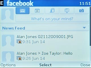 Scroll to the messages icon and press the Navigation key.