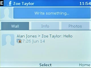 Scroll to Write something... and press the Navigation key.