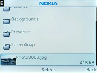 Highlight the required picture and press the Navigation key.