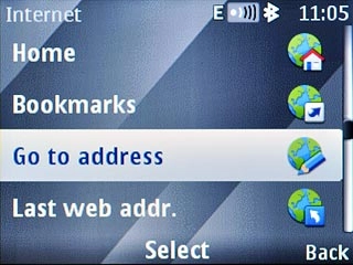 Scroll to Go to address and press the Navigation key.