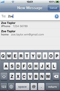 A picture message containing the picture or video clip is created.Key in the first letters of the required contact.Matching contacts are displayed.Press the required contact.