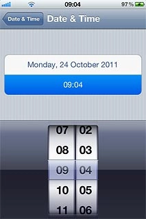 Drag the wheels to set the time.