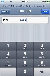 Key in your PIN and press Done.Depending on the current setting, the function is turned on or off.