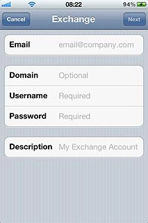 Press Email and key in your email address.