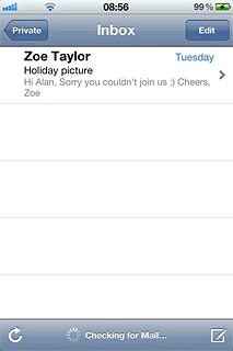 Press the new email message icon in the bottom right corner of the display.
